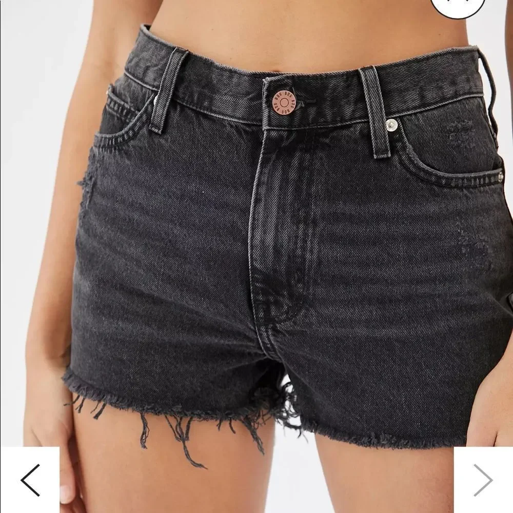 BDG Black Washed Denim High-Rise Cutoff Shorts